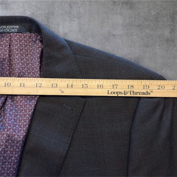 ZANETTI Mens 2 Piece Suit Blazer Jacket 48L Pant 40Wx30L WOOL Gray Windowpane - Picture 9 of 16